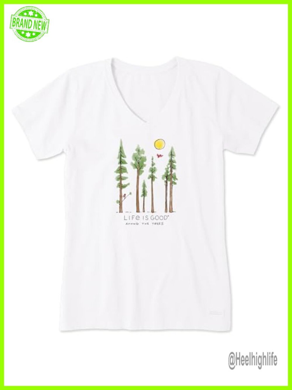 Life is Good Crusher Tee Short Sleeve Cotton Graphic V-Neck T-Shirt
